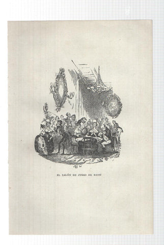 Lamina numero 05: El salon de juego de Bath (ilustracion de Seymour y Phiz, obra Club Pickwick)