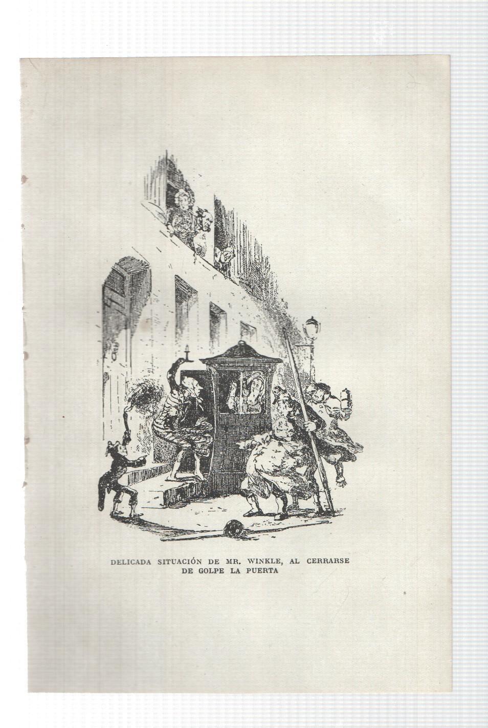 Lamina numero 06: Delicada situacion de Mr. Winkle (ilustracion de Seymour y Phiz, obra Club Pickwick)
