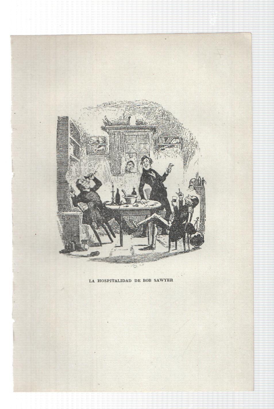 Lamina numero 07: La hospitalidad de Bob Sawyer (ilustracion de Seymour y Phiz, obra Club Pickwick)