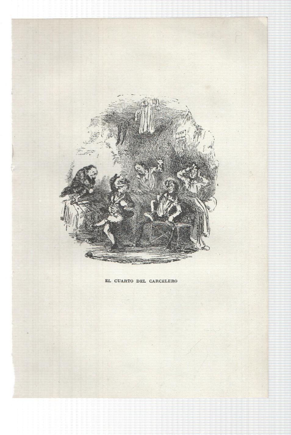 Lamina numero 09: El cuarto del carcelero (ilustracion de Seymour y Phiz, obra Club Pickwick)