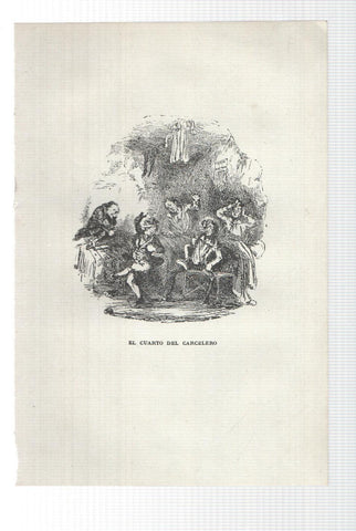 Lamina numero 09: El cuarto del carcelero (ilustracion de Seymour y Phiz, obra Club Pickwick)