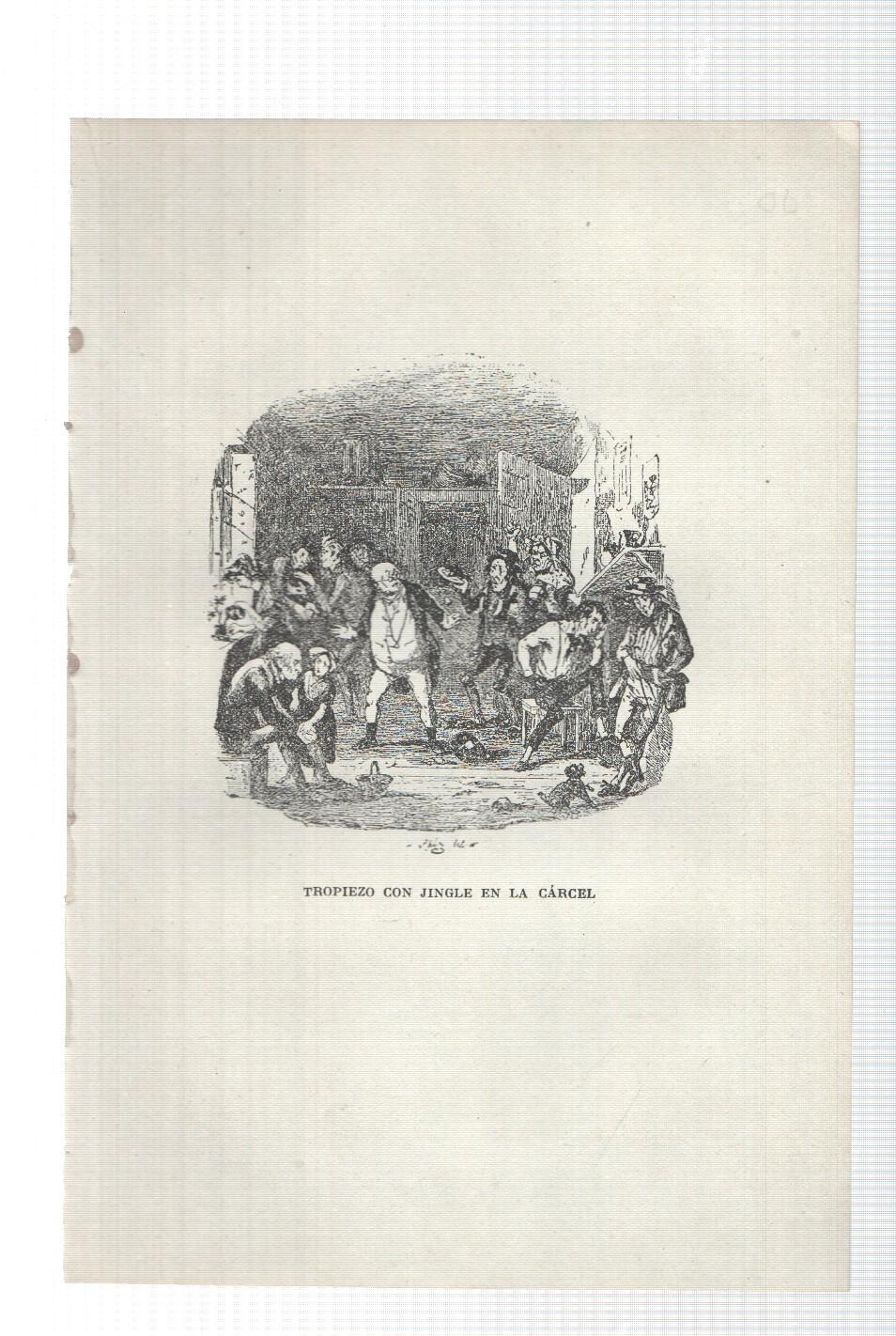 Lamina numero 10: Tropiezo con Jingle en la carcel (ilustracion de Seymour y Phiz, obra Club Pickwick)