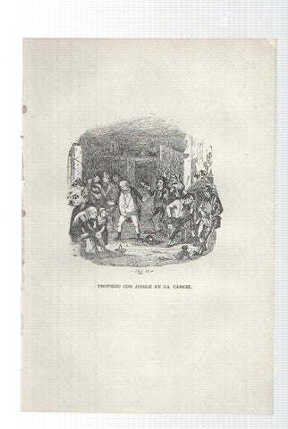 Lamina numero 10: Tropiezo con Jingle en la carcel (ilustracion de Seymour y Phiz, obra Club Pickwick)