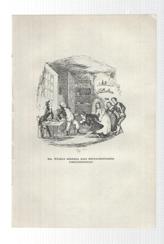 Lamina numero 13: Mr Winkle regresa bajo extraordinaria circunstancia (ilustracion de Seymour y Phiz, obra Club Pickwick)