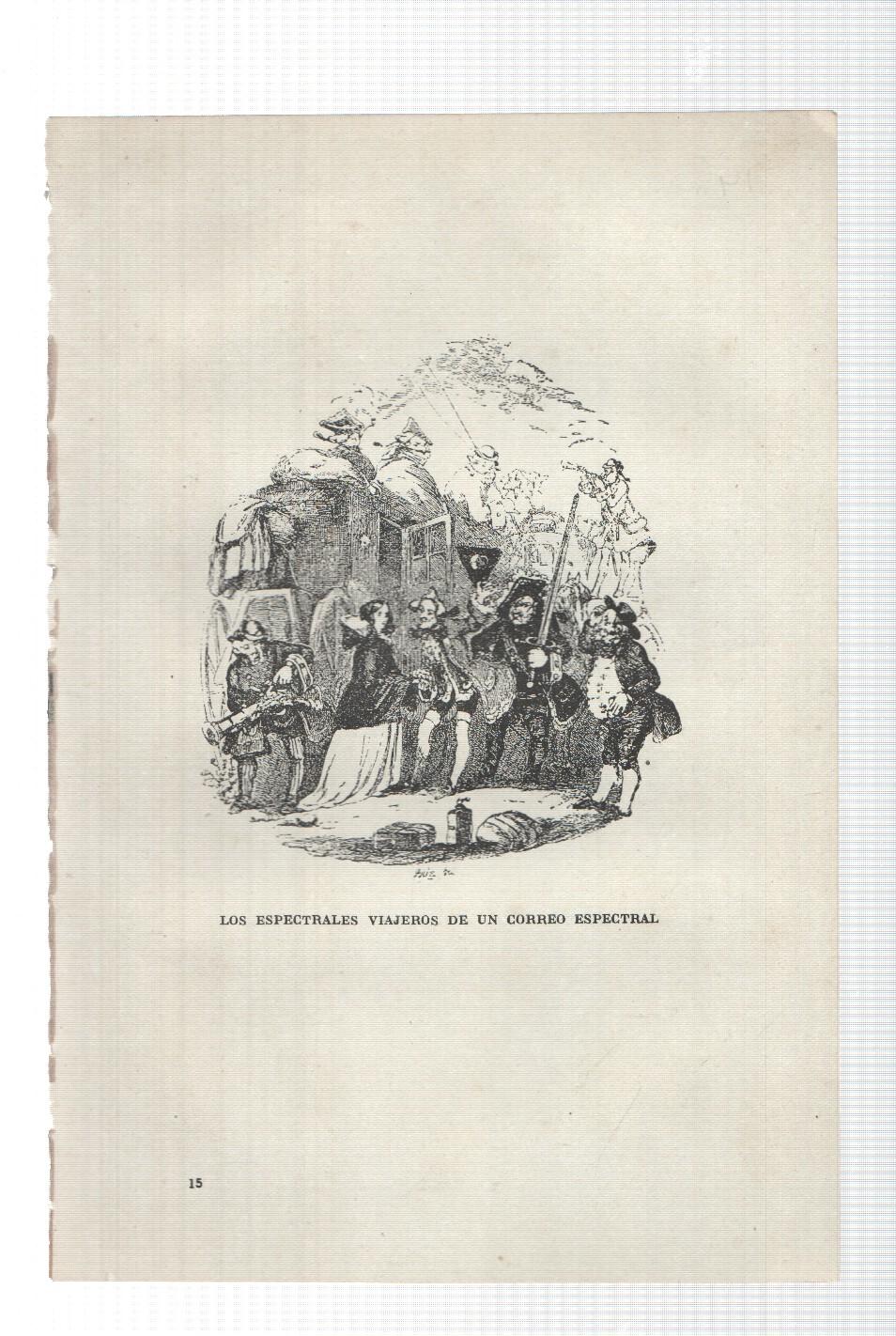 Lamina numero 14: Los espectrales viajeros de un correo espectral (ilustracion de Seymour y Phiz, obra Club Pickwick)