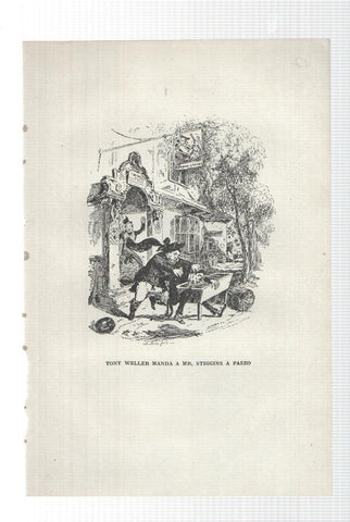 Lamina numero 17: Tony Weller manda a Mr. Stiggins a paseo (ilustracion de Seymour y Phiz, obra Club Pickwick)
