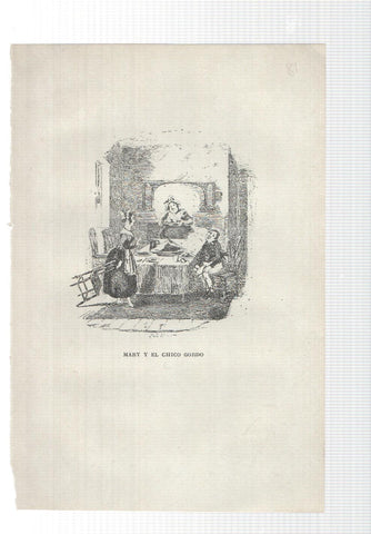 Lamina numero 18: Mary y el chico gordo (ilustracion de Seymour y Phiz, obra Club Pickwick)