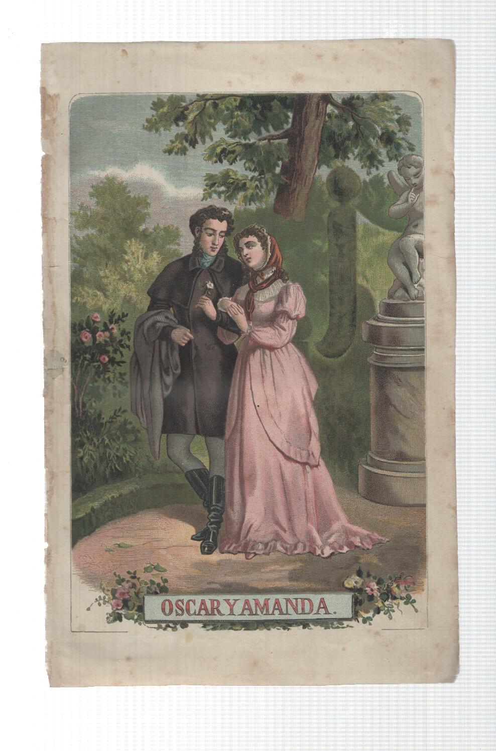 Lamina numero 01: Oscar y Amanda (amor y virtud triunfante), (se ignora nombre del ilustrador)