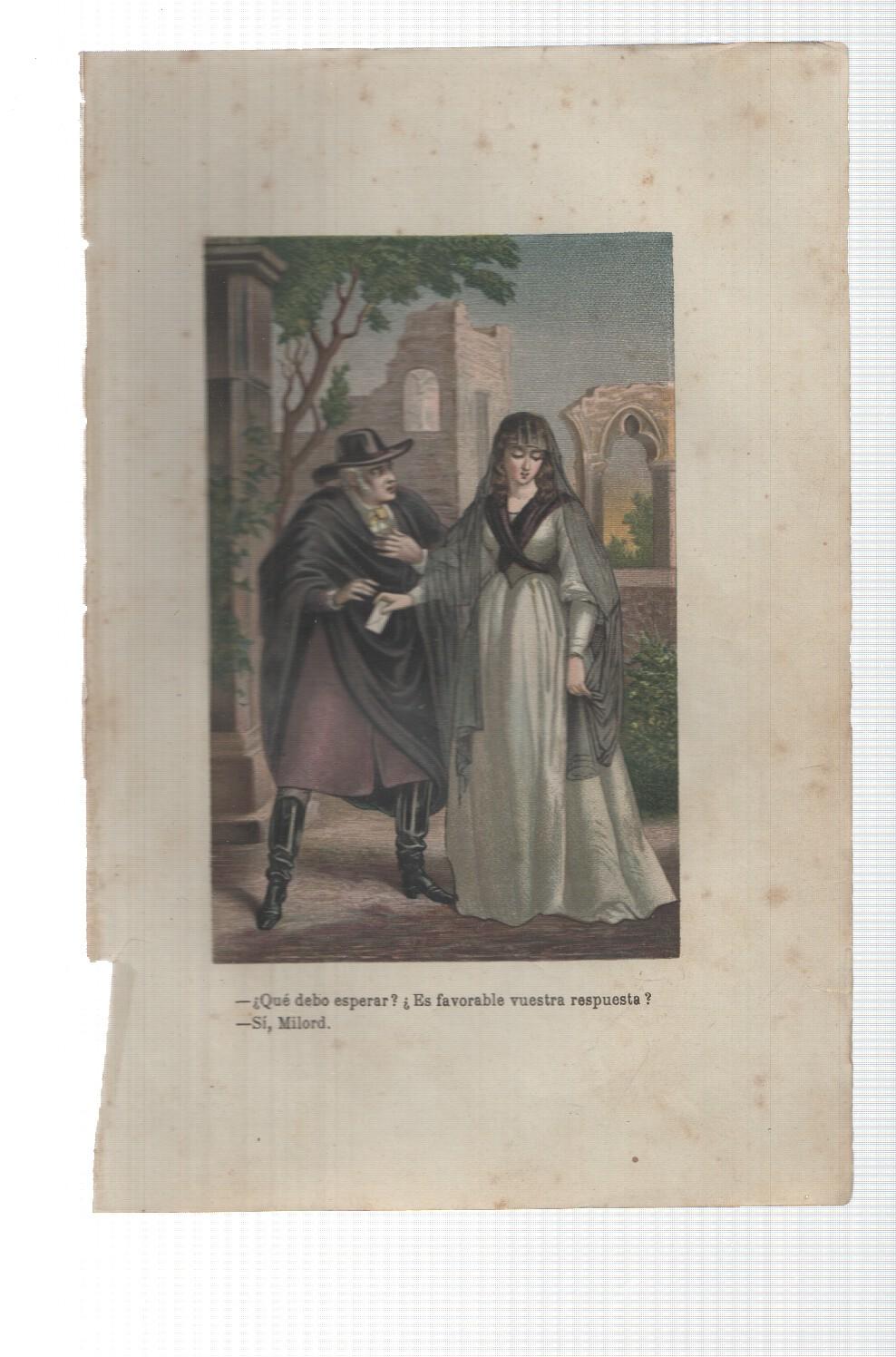 Lamina numero 19: Oscar y Amanda (amor y virtud triunfante), (se ignora nombre del ilustrador)
