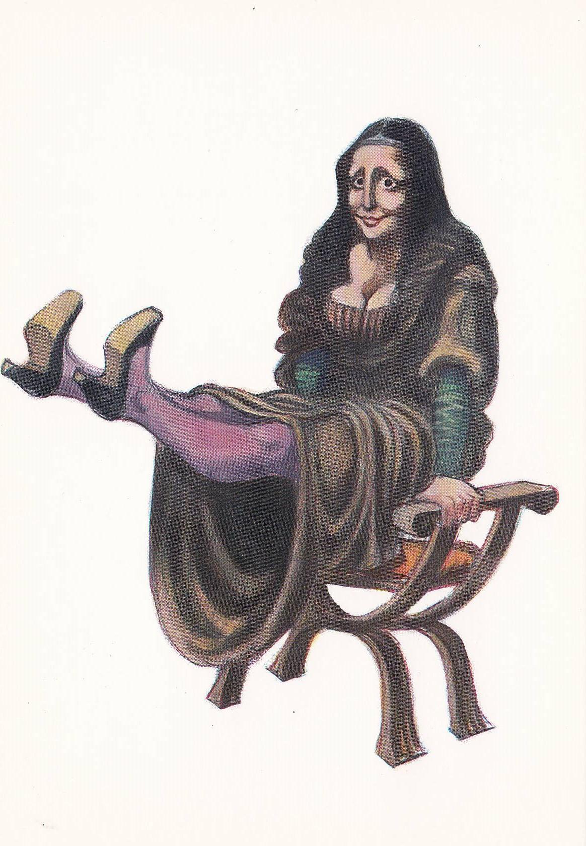 Norma: POSTAL: LA GIOCONDA de GIN: DIBUJO SATIRICO modelo 3