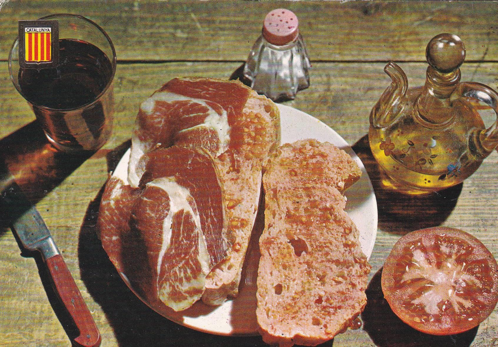 POSTAL B10779: PLATOS TIPICOS: PA AMB TOMAQUET I PERNIL