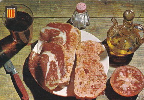 POSTAL B10779: PLATOS TIPICOS: PA AMB TOMAQUET I PERNIL