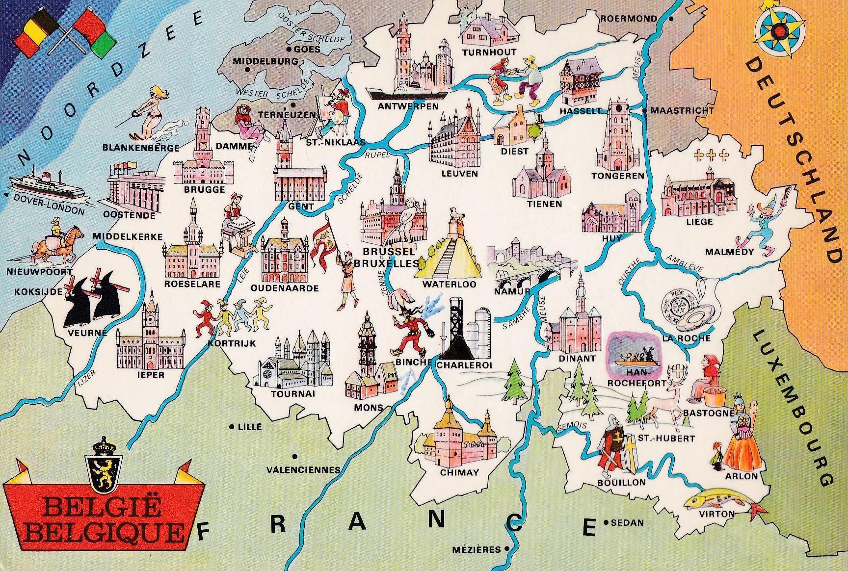 POSTAL B10794: BELGICA: MAPA ILUSTRADO