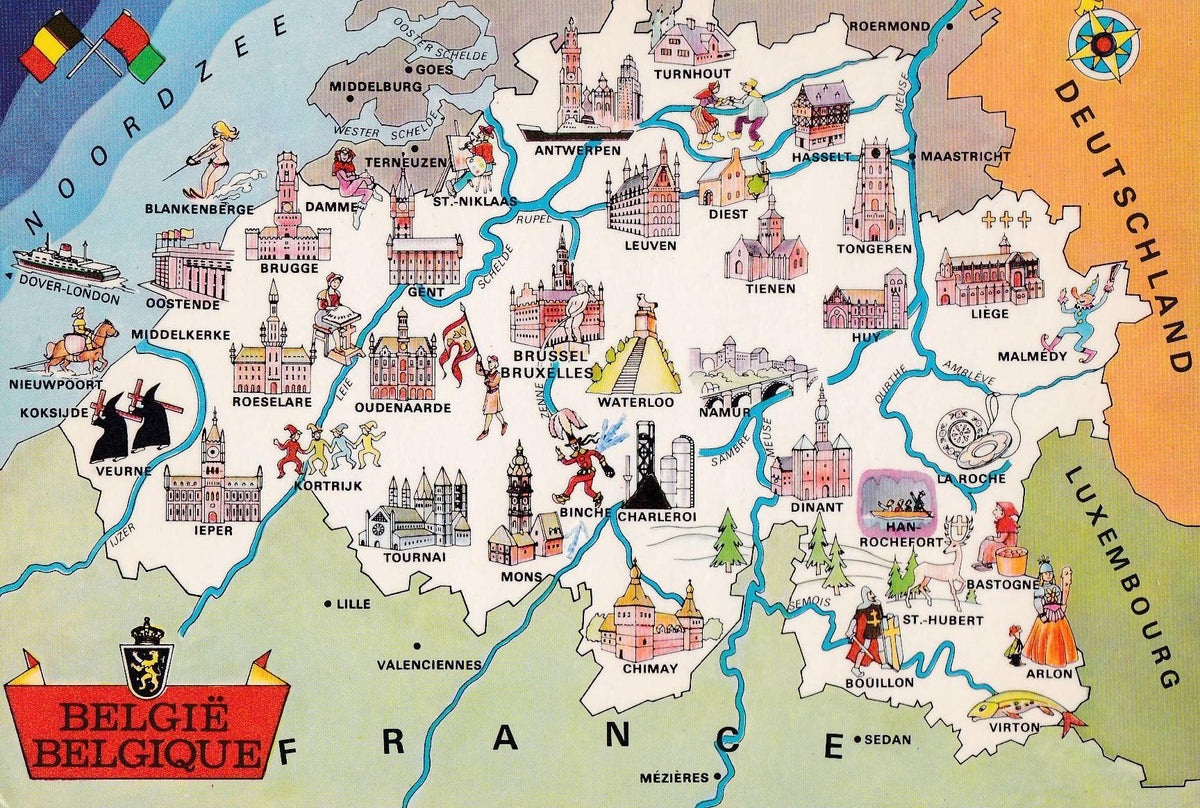 POSTAL B10794: BELGICA: MAPA ILUSTRADO