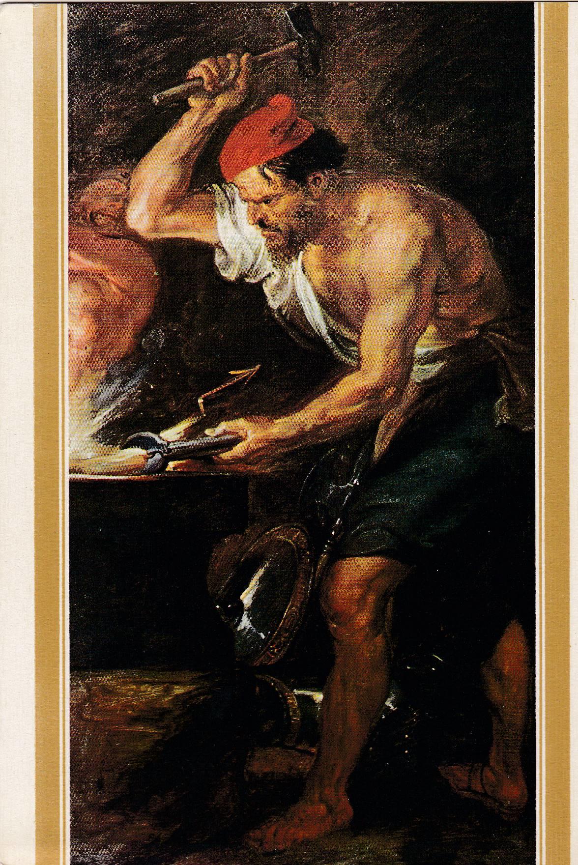 POSTAL B10976: RUBENS: VULCANO FORJANDO RAYOS PARA JUPITER. OLEO