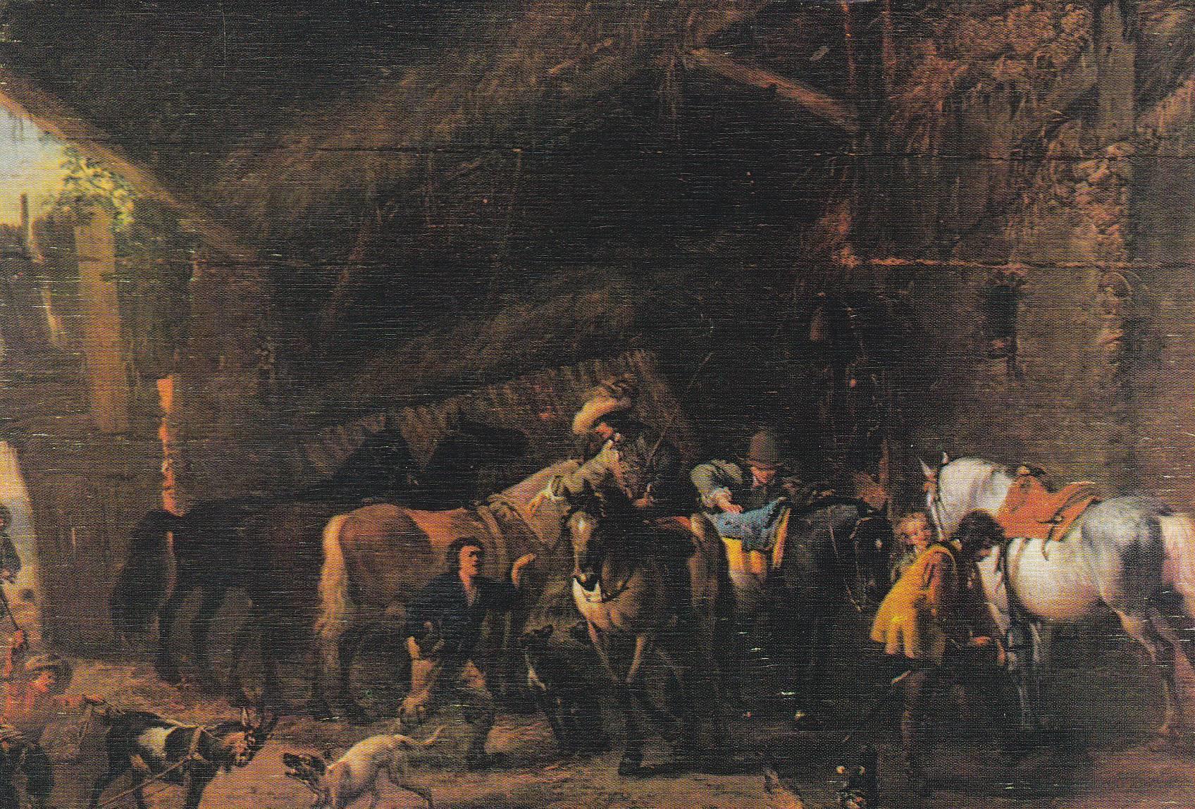 POSTAL B10998: PHILIPS WOUWERMAN. SALIDA DE LA POSADA. OLEO