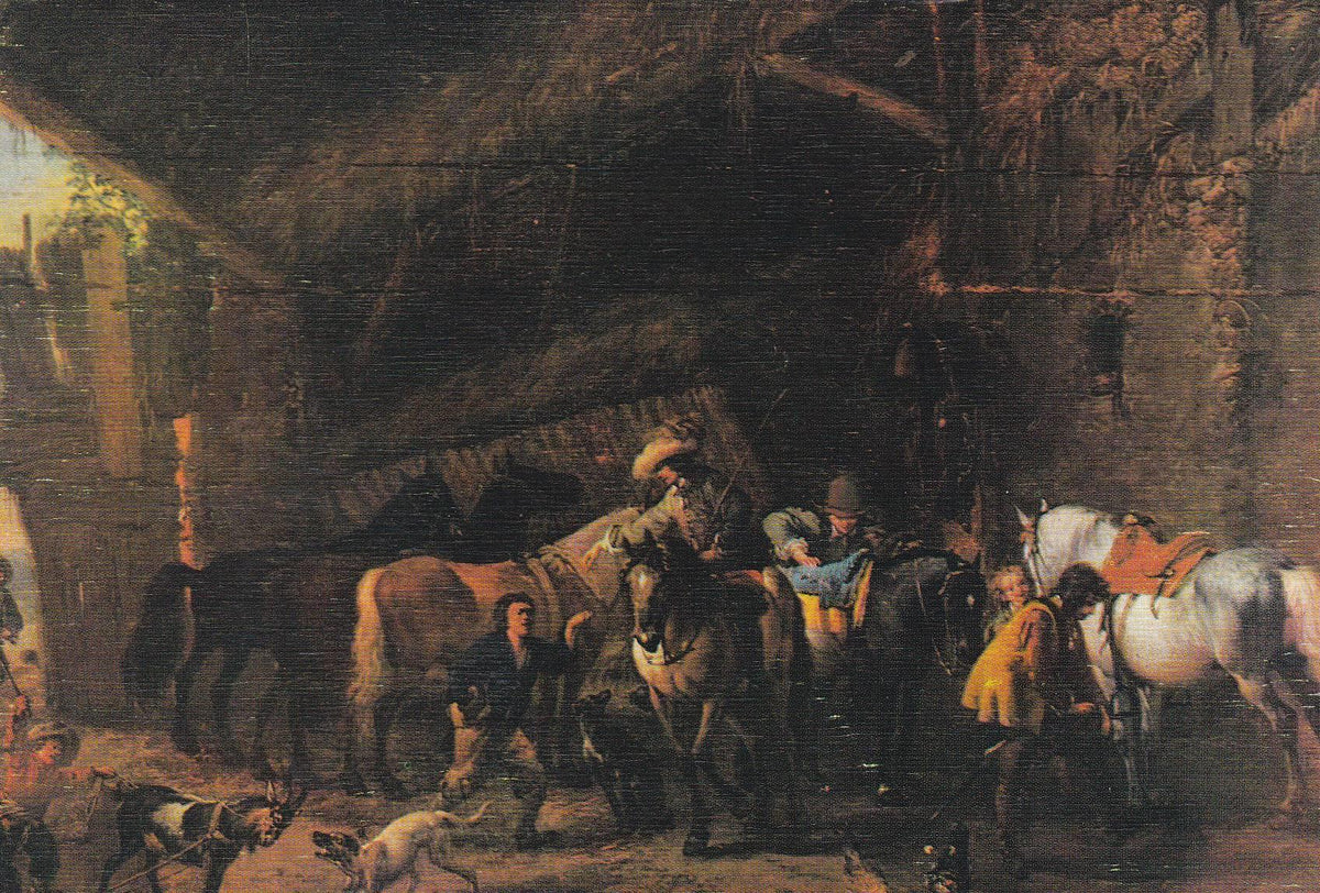 POSTAL B10998: PHILIPS WOUWERMAN. SALIDA DE LA POSADA. OLEO