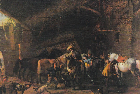 POSTAL B10998: PHILIPS WOUWERMAN. SALIDA DE LA POSADA. OLEO