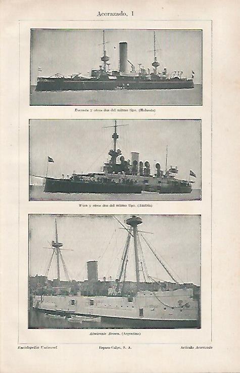 LAMINA ESPASA 31337: Acorazados Eversent Wien y Almirante Brown