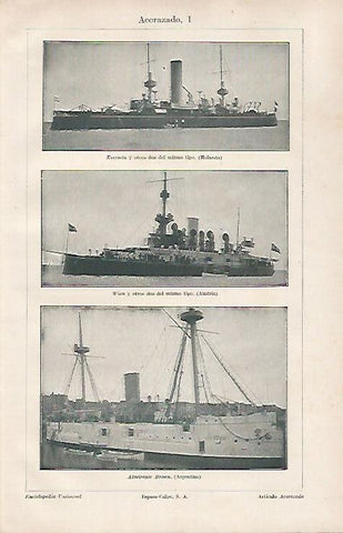 LAMINA ESPASA 31337: Acorazados Eversent Wien y Almirante Brown