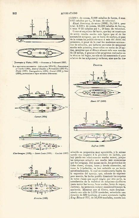 LAMINA ESPASA 31346: Acorazados Henri IV y Suffron de Francia