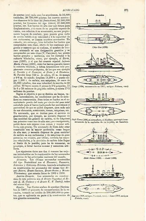 LAMINA ESPASA 31356: Acorazados de Japon dibujos