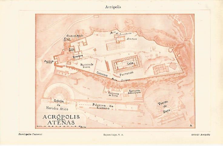 LAMINA ESPASA 31364: Plano de la Acropolis de Atenas