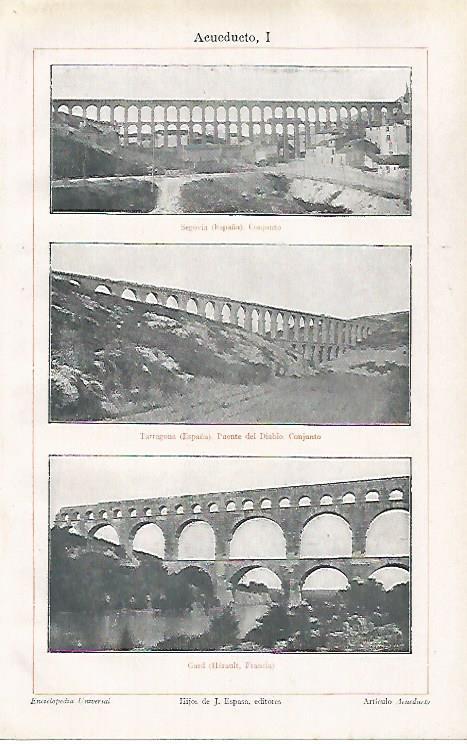 LAMINA ESPASA 31378: Acueducto de Segovia de Tarragona y de Gard