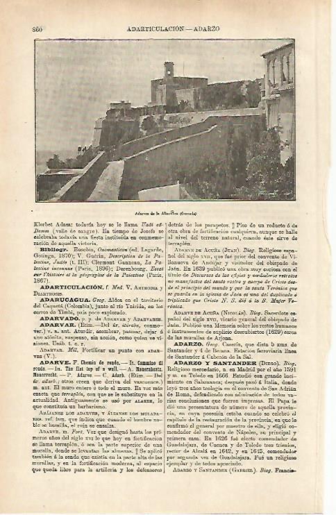 LAMINA ESPASA 31394: Adarves de la Alhambra de Granada