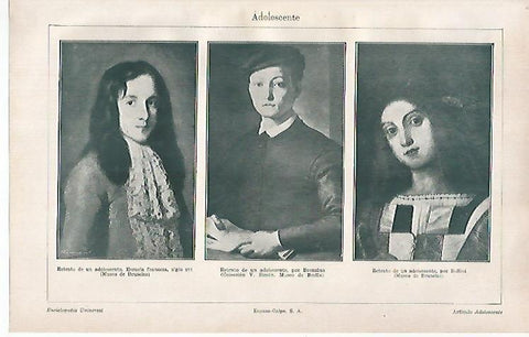 LAMINA ESPASA 31404: Retratos de adolescentes por Bronzino y por Bellini