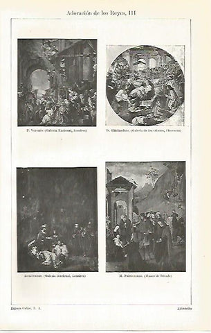 LAMINA ESPASA 31411: Adoracion de los Reyes por Verones Rembrandt Palmezzano y Ghirlandaio