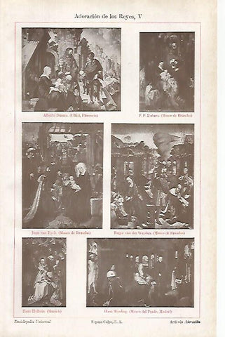 LAMINA ESPASA 31412: Adoracion de los Reyes por Durero Rubens Van Eyck y otros