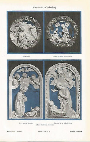 LAMINA ESPASA 31413: Adoracion ceramicas del Museo de Florencia