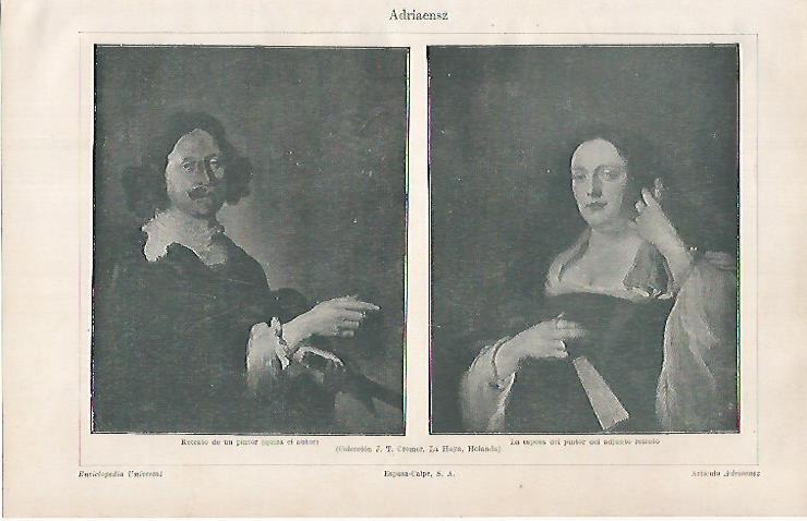 LAMINA ESPASA 31419: Retrato de un pintor y La Esposa del pintor por Adriaensz