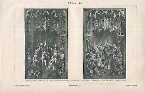 LAMINA ESPASA 31420: Martirio de San Adriano talla de la Iglesia de Boendael en Ixelles Belgica