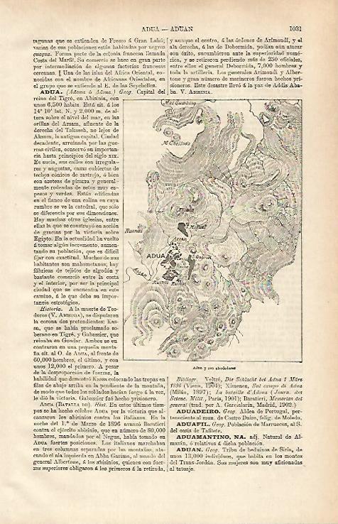 LAMINA ESPASA 31424: Mapa de Adua y alrededores Etiopia
