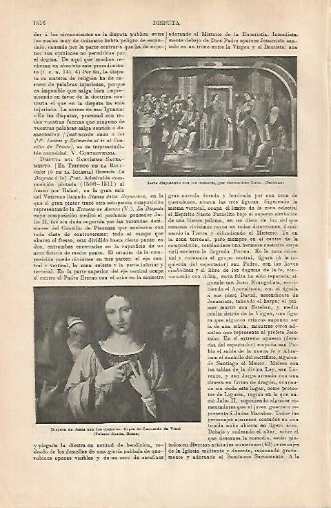 LAMINA ESPASA 31435: Disputa de Jesus por Luini y Da Vinci