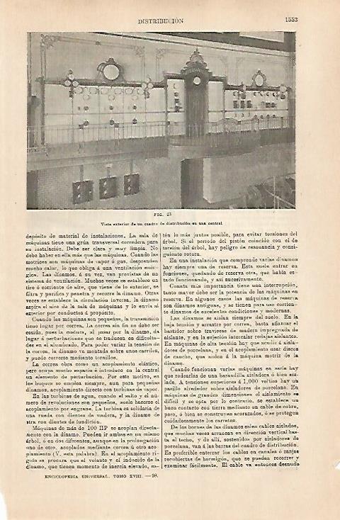 LAMINA ESPASA 31439: Cuadro de distribucion de una central electrica