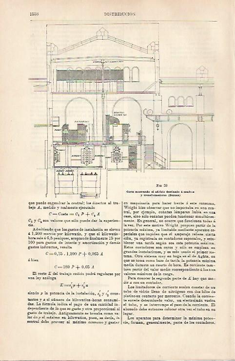 LAMINA ESPASA 31442: Corte del edificio de la central de Bezuan