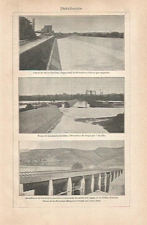 LAMINA ESPASA 31445: Obras de la Sociedad Riegos y Fuerza del Ebro en 1913