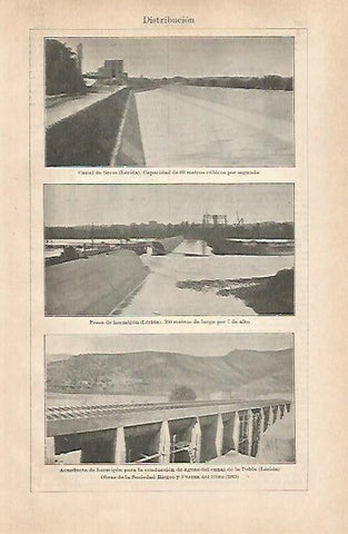 LAMINA ESPASA 31445: Obras de la Sociedad Riegos y Fuerza del Ebro en 1913