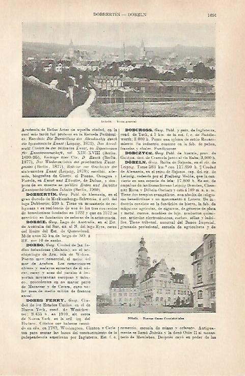 LAMINA ESPASA 31452: Vista y Ayuntamiento de Dobeln Alemania