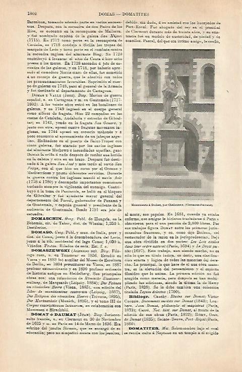 LAMINA ESPASA 31469: Monumento a Domat en Clermont-Ferrand Francia