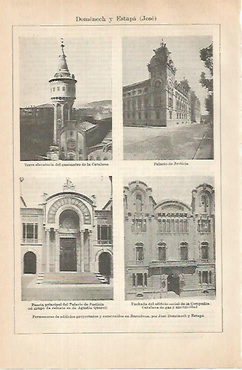 LAMINA ESPASA 31471: Edificios de Barcelona por Jose Domenech i Estapa
