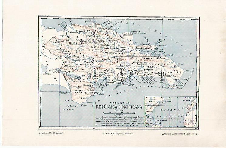 LAMINA ESPASA 31482: Mapa de la Republica Dominicana