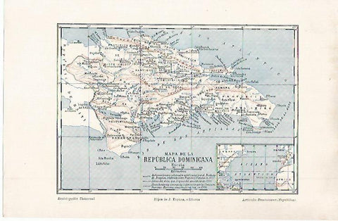 LAMINA ESPASA 31482: Mapa de la Republica Dominicana