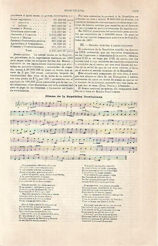 LAMINA ESPASA 31483: Himno de la Republica Dominicana
