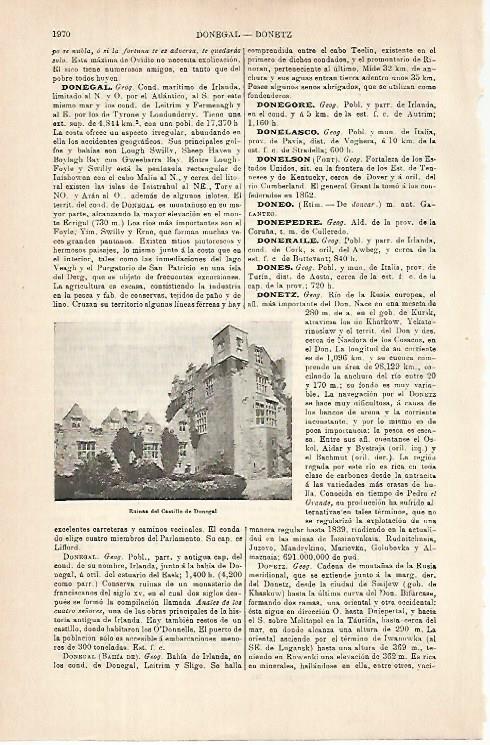LAMINA ESPASA 31490: Ruinas del Castillo de Donegal Irlanda