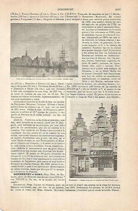 LAMINA ESPASA 31497: Vistas de Dordrecht Holanda