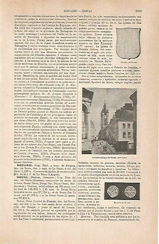 LAMINA ESPASA 31517: Escudo y monedas de Douai Francia